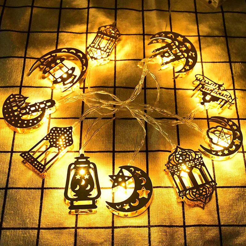Moon Star Led String Lights EID Mubarak Ramadan Kareem Decoration For Home Islam Muslim Event Party Supplies Eid Al-Fitr Decor