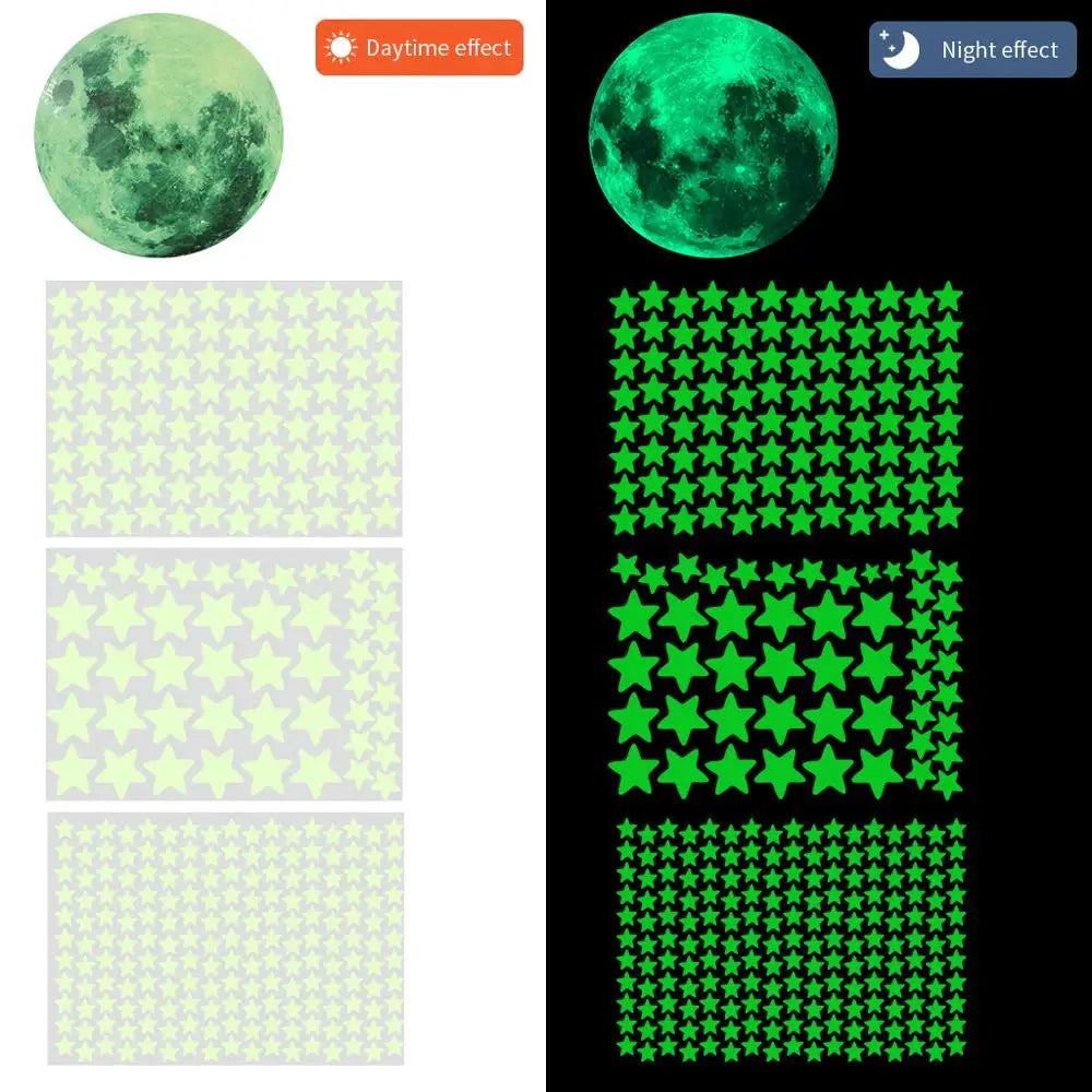 1Set 3D Bubble Stars Moon Dots Self-adhesive Luminous Wall Sticker Kids Bedroom DIY Decal Glow In Dark Fluorescent Decoration