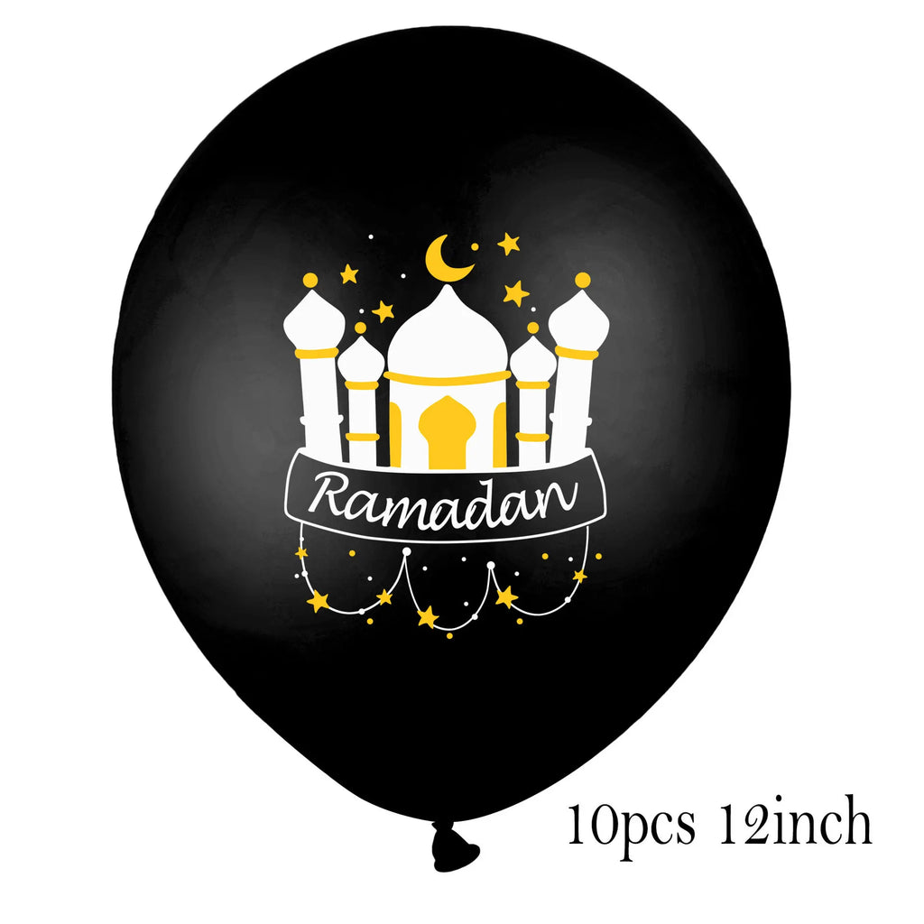 10pcs EID MUBARAK Decor Balloons Ramadan and Eid Decoration Muslim Islamic Decor Gold Balloon Ramadan Mubarak DIY Party Supplies