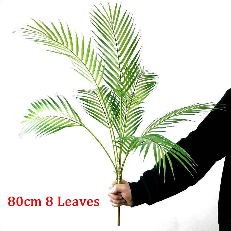 80-98cm Large Artificial Palm Tree Tropical Plants Fake Monstera Tall Potted Tree Plastic Leaves For Home Wedding Outdoor Decor