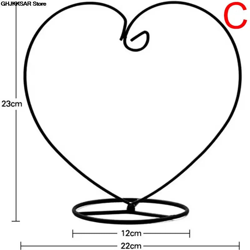 1PC Creative Heart/Moon Shaped Iron Hanging Holder Plant Glass Vase Stand