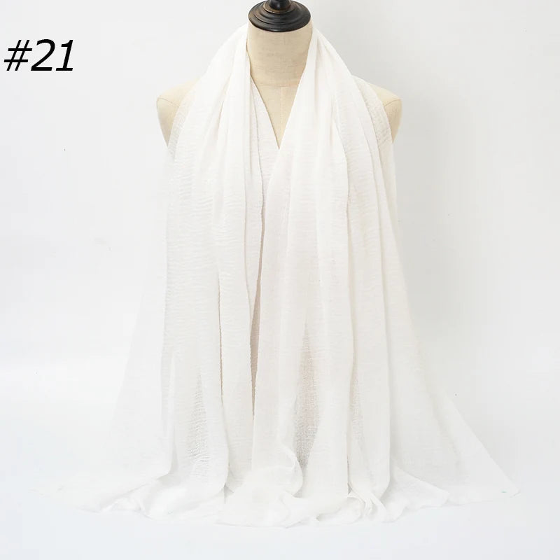 Hot Crinkle Cotton Hijab Scarf Women Scarves Bandana Turban Headscarf Muslim Shawl Africa Wrap Headband Islamic Shawls Headband