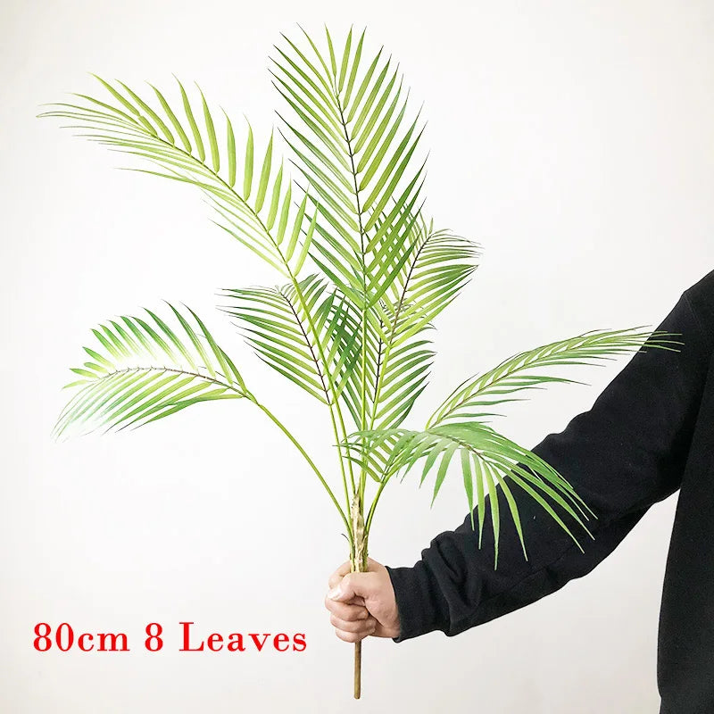 80-98cm Large Artificial Palm Tree Tropical Plants Fake Monstera Tall Potted Tree Plastic Leaves For Home Wedding Outdoor Decor