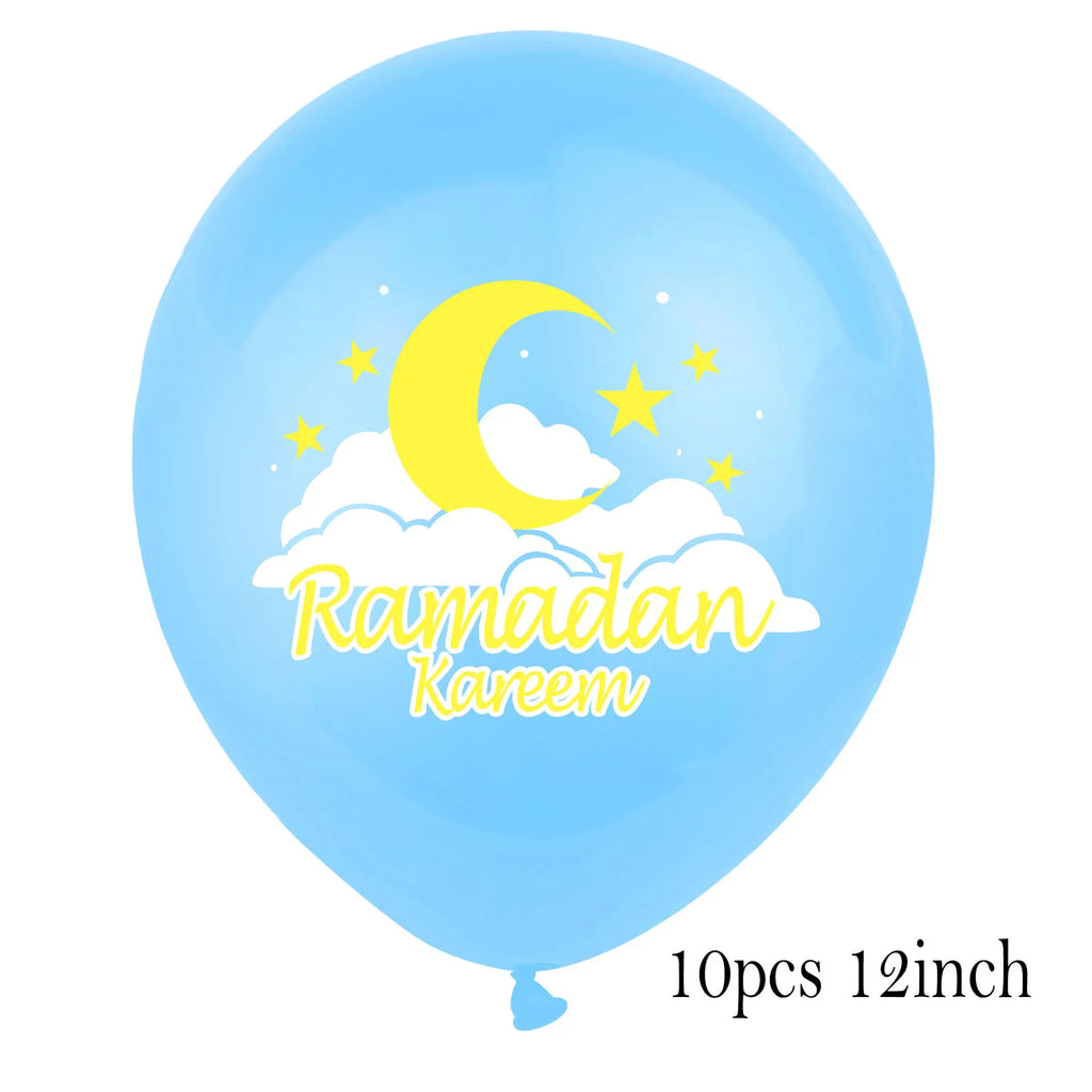 10pcs EID MUBARAK Decor Balloons Ramadan and Eid Decoration Muslim Islamic Decor Gold Balloon Ramadan Mubarak DIY Party Supplies