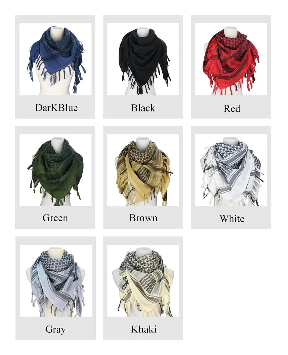 Maikun Cotton Arab Scarves Men Winter Military Keffiyeh Windproof Scarf Muslim Hijab Shemagh Tactical Desert Square Wargame