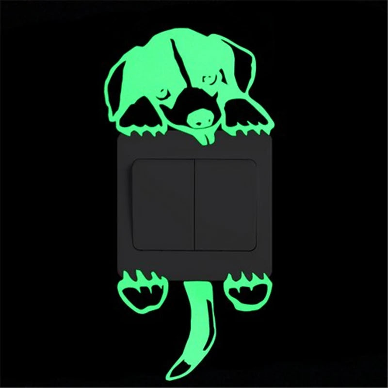 Cartoon Luminous Switch Sticker Glow in the Dark Wall Stickers Home Decor Kids Room Decoration Sticker Decal Cat Fairy Moon Star