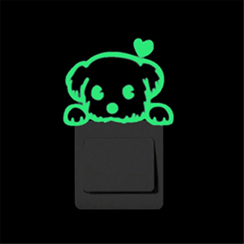 Cartoon Luminous Switch Sticker Glow in the Dark Wall Stickers Home Decor Kids Room Decoration Sticker Decal Cat Fairy Moon Star