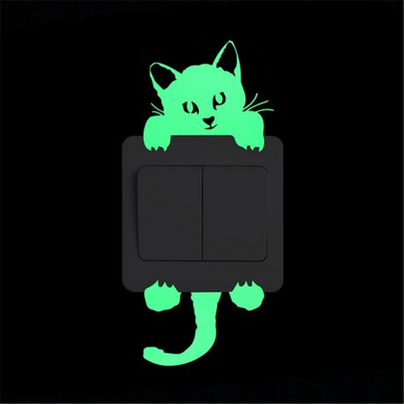 Cartoon Luminous Switch Sticker Glow in the Dark Wall Stickers Home Decor Kids Room Decoration Sticker Decal Cat Fairy Moon Star