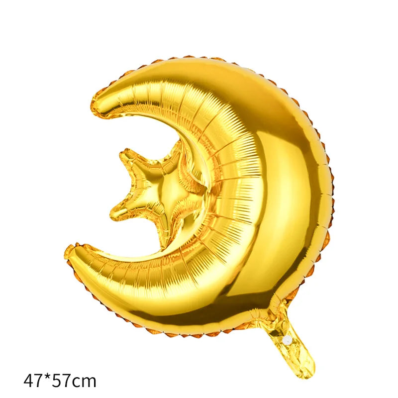 1Pcs Ramadan Mubarak Decoration Star Moon Foil Balloons Eid Mubarak Balloons Set Muslim Islamic Festival Party Decoration