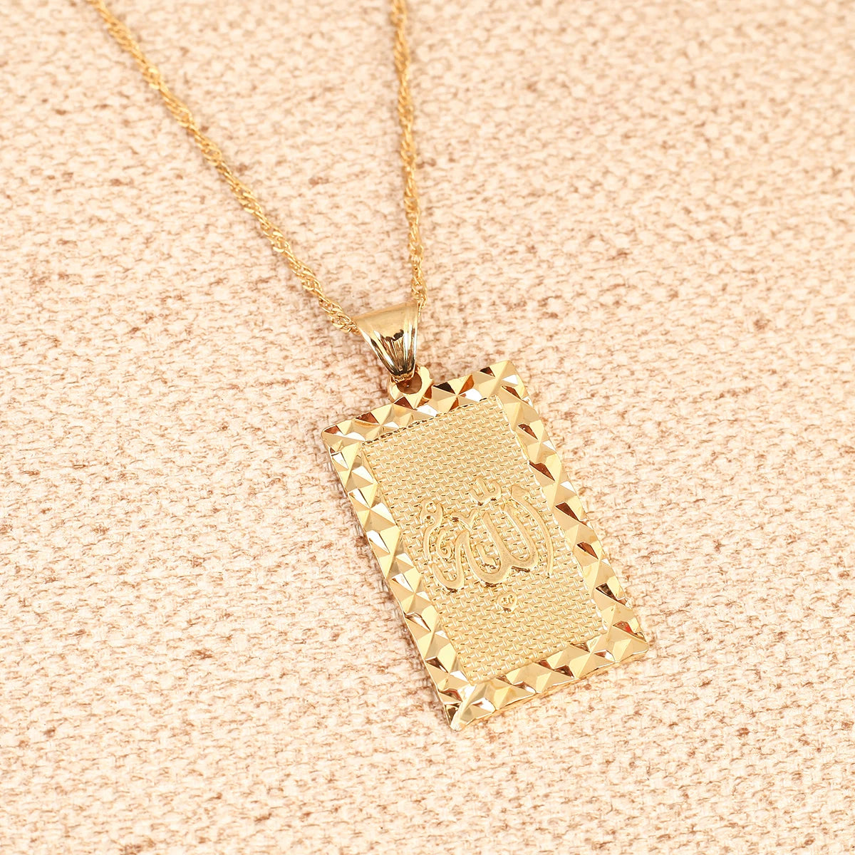 24K Gold Color Islamic Allah Pendant Necklace Religious Muslim Chain Jewelry