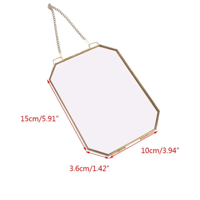 Octagon Floating Hanging Photo Frame, Metal Glass Portrait Picture & Plant Specimen Display Holder, Home Decor G32A