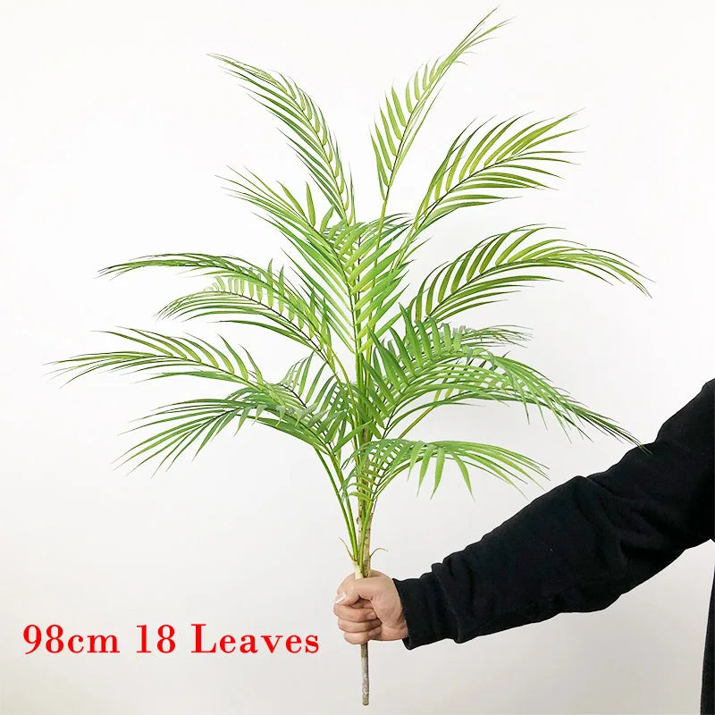 80-98cm Large Artificial Palm Tree Tropical Plants Fake Monstera Tall Potted Tree Plastic Leaves For Home Wedding Outdoor Decor
