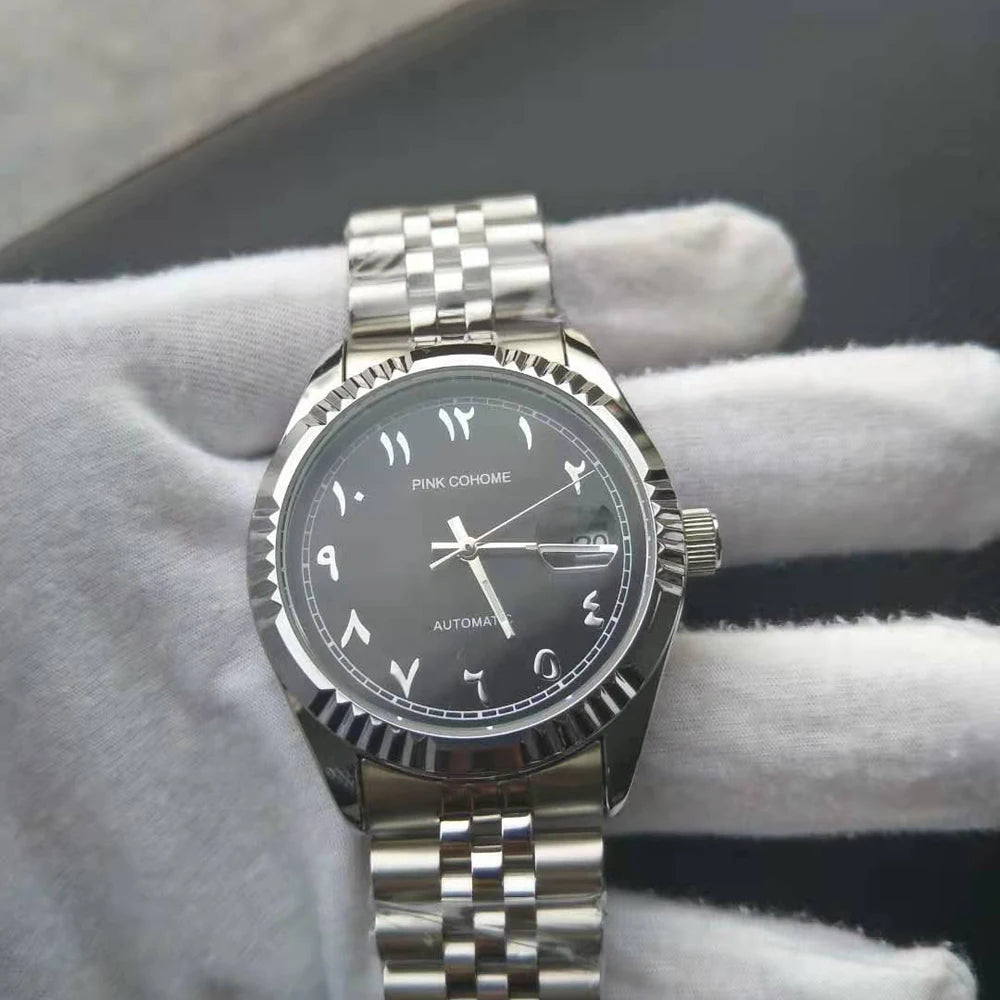 Luxury Timepieces Hours Arabic Watch Automatic Self-Wind Solid 316L Steel Waterproof Arabe Wristwatch Islam Montre Mecanique