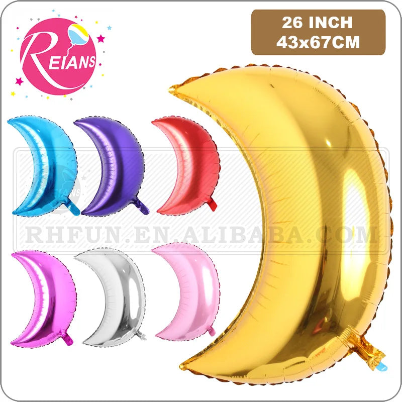 26 inch giant silver gold moon foil balloons eid festival children birthday party decoration gift classic toy baby air Globos