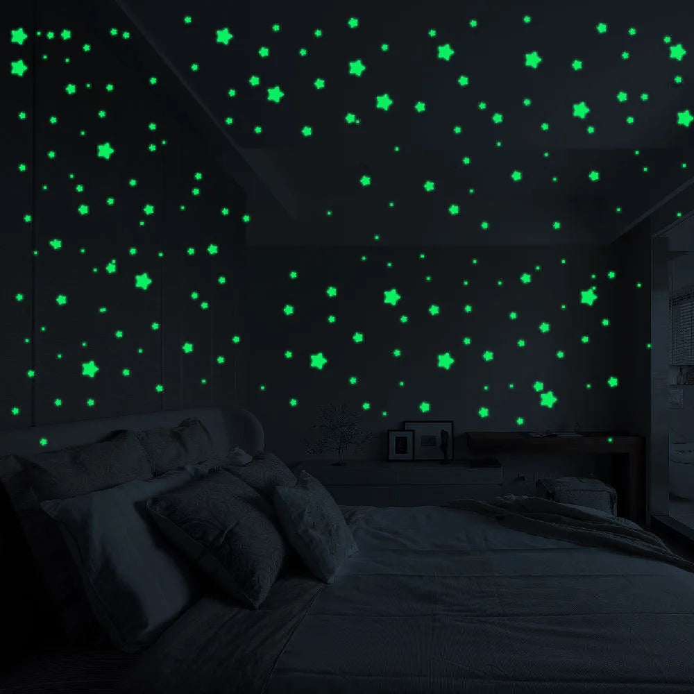 1Set 3D Bubble Stars Moon Dots Self-adhesive Luminous Wall Sticker Kids Bedroom DIY Decal Glow In Dark Fluorescent Decoration