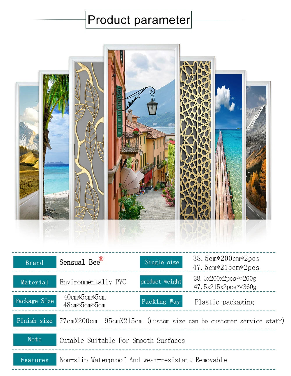 Medieval Stone Hutongs DIY Door Wall Sticker Home Decor Living Room Children Room Bedroom Art Mural Self-adhesive PVC Wallpaper
