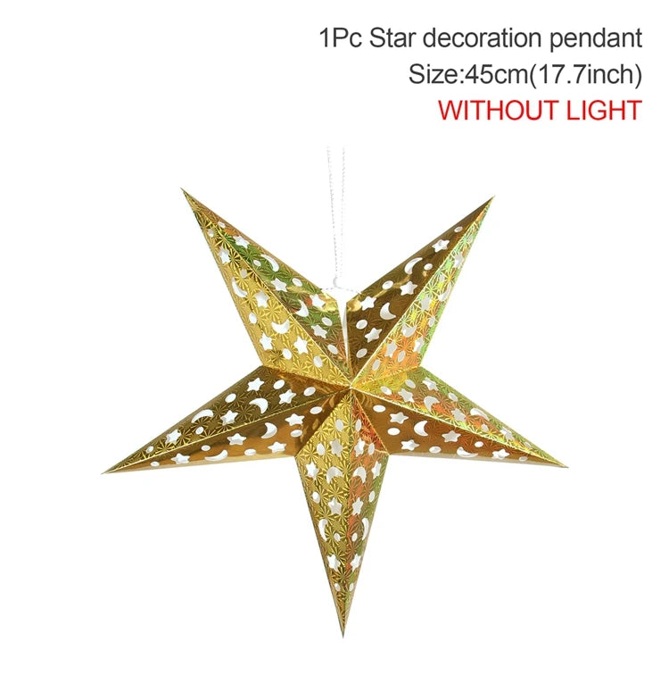 Eid Mubarak Hollow Out Star Hanging Pendant Christmas Ramadan Decor For Home Islam Muslim Party Mubarak Eid Al Adha Kareem