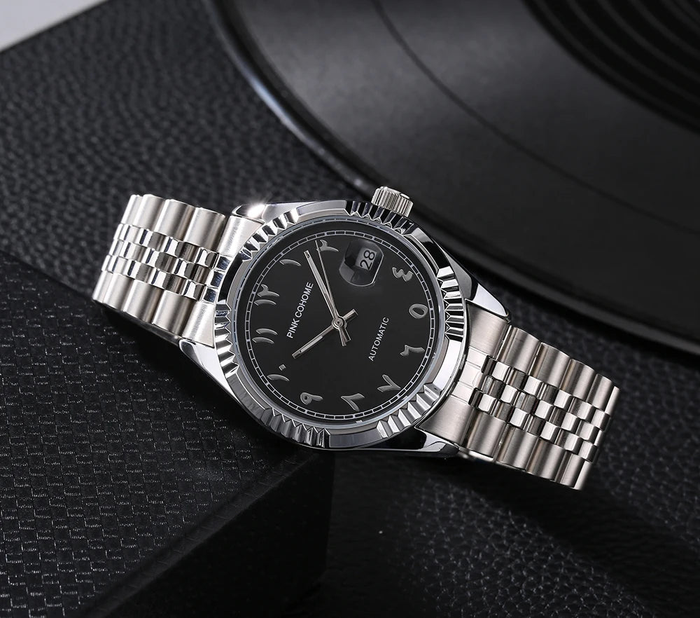 Luxury Timepieces Hours Arabic Watch Automatic Self-Wind Solid 316L Steel Waterproof Arabe Wristwatch Islam Montre Mecanique