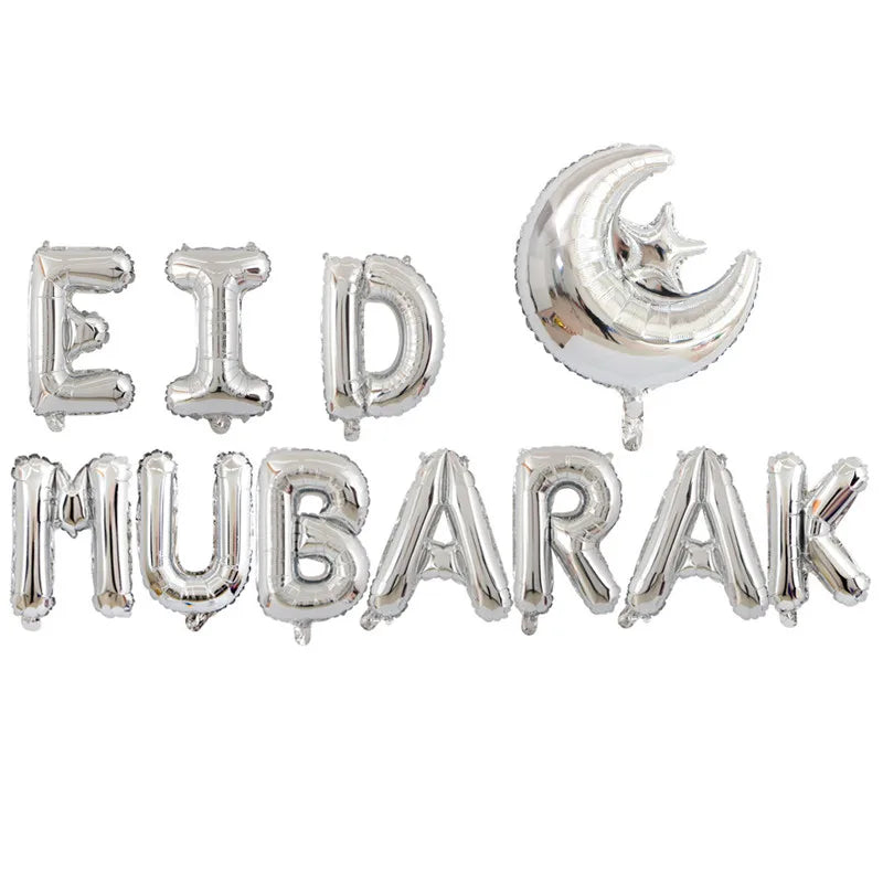 Eid Mubarak Balloons 2024 Ramadan Decorations for Home Moon Star Foil Balloon Muslim Aid Moubarak Kareem Festival Party Supplies