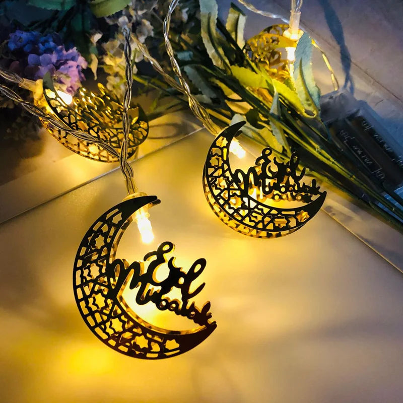 Moon Star Led String Lights EID Mubarak Ramadan Kareem Decoration For Home Islam Muslim Event Party Supplies Eid Al-Fitr Decor