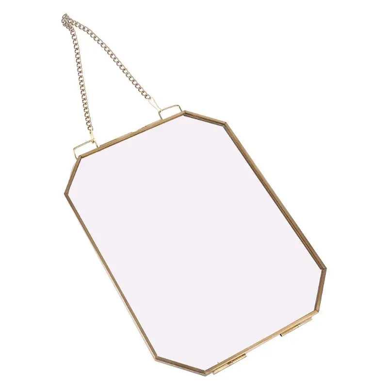 Octagon Floating Hanging Photo Frame, Metal Glass Portrait Picture & Plant Specimen Display Holder, Home Decor G32A