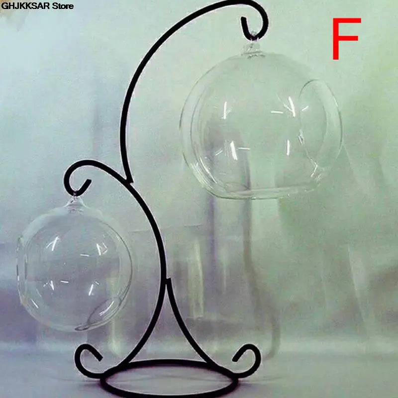 1PC Creative Heart/Moon Shaped Iron Hanging Holder Plant Glass Vase Stand