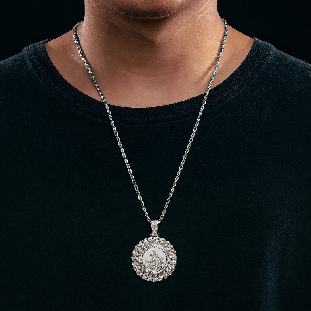 925 Sterling Silver Muslim Islam Allah Pendant Necklace Full Crystal Iced Out Chain Necklace Religious For Mens Hip Hop Jewelry</strong><br><br>