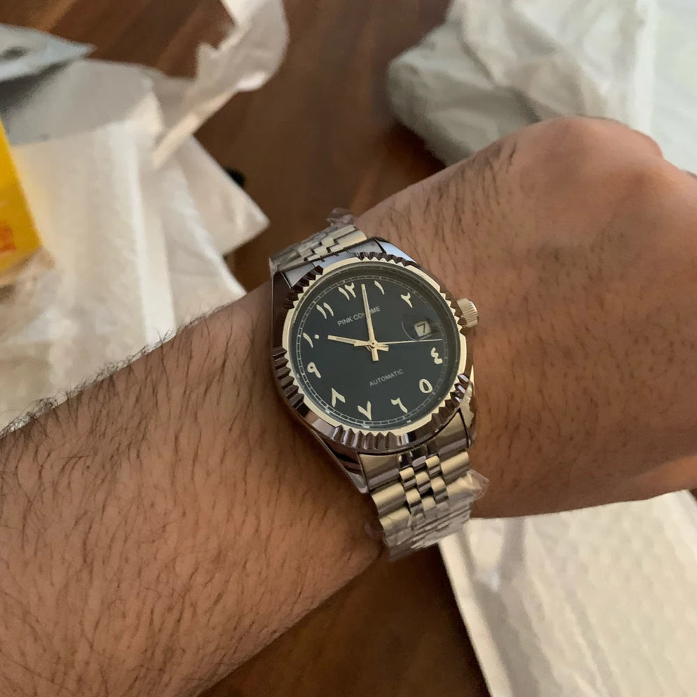 Luxury Timepieces Hours Arabic Watch Automatic Self-Wind Solid 316L Steel Waterproof Arabe Wristwatch Islam Montre Mecanique