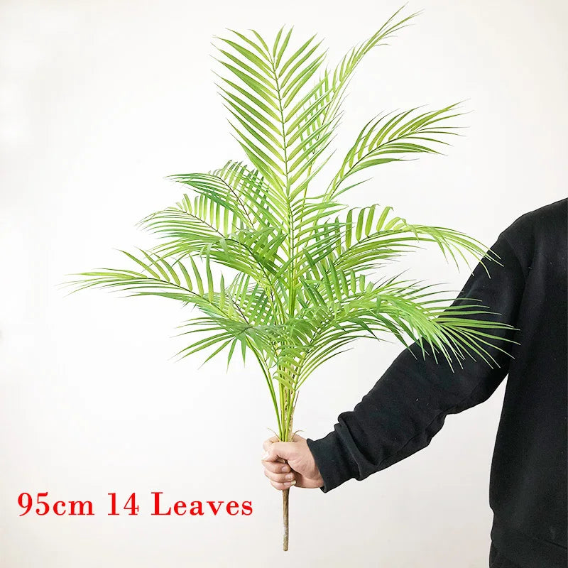 80-98cm Large Artificial Palm Tree Tropical Plants Fake Monstera Tall Potted Tree Plastic Leaves For Home Wedding Outdoor Decor