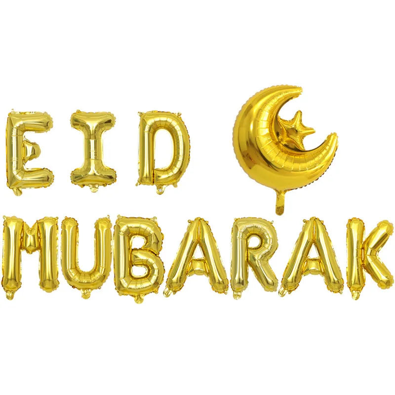 Eid Mubarak Balloons 2024 Ramadan Decorations for Home Moon Star Foil Balloon Muslim Aid Moubarak Kareem Festival Party Supplies