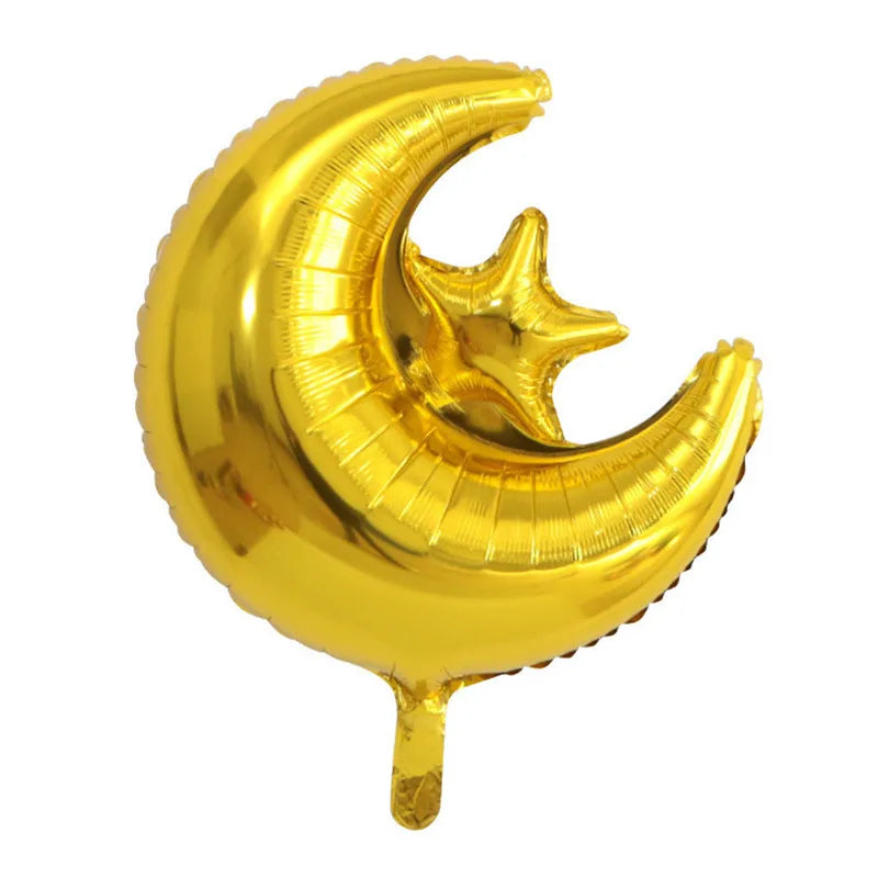 Eid Mubarak Balloons 2024 Ramadan Decorations for Home Moon Star Foil Balloon Muslim Aid Moubarak Kareem Festival Party Supplies