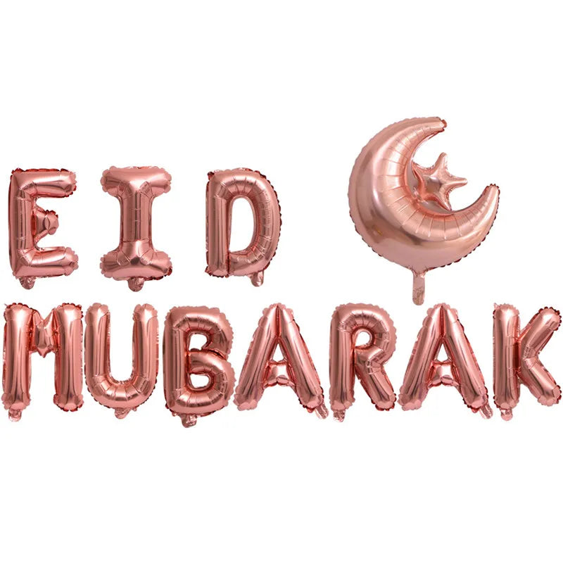 Eid Mubarak Balloons 2024 Ramadan Decorations for Home Moon Star Foil Balloon Muslim Aid Moubarak Kareem Festival Party Supplies