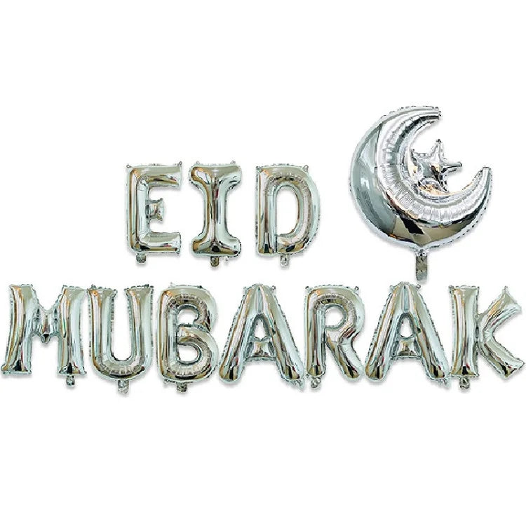 Eid Mubarak Balloons Ramadan Decoration 2024 Muslim Hajj Decor Ramadan Kareem Festival Banner Star Moon Foil Balloon