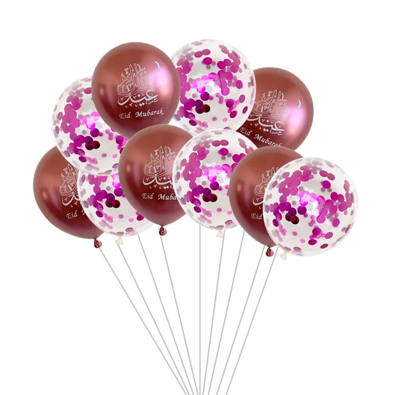 10pcs Eid al Adha Mubarak Balloons Decoration 2024 Gurban Festival Muslim Sheep Hajj Mubarak Decor Banner Star Moon Balloon