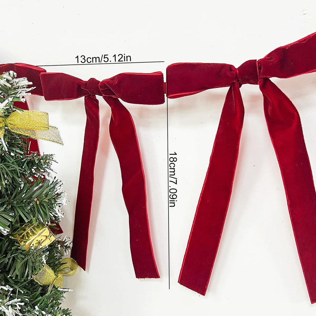 2/3M Flocking Bowknot Ribbon Pull Flower Decorative Banner for Party, Ramadan Decorations 2026, Window Atmosphere Decoration