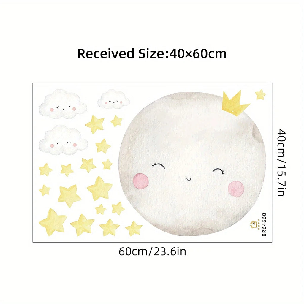 1PC Cartoon Cut Mother Moon and Stars Clouds Good Night Wall Stickers for Bedroom Living Room Nursery Decoration Wall Decals