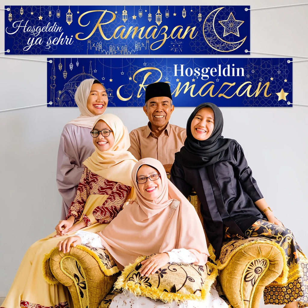 Eid Ramadan Decorations Hoşgedin Ramazan Outdoor Banner Hosgeldin ya sehri Ramazan Backdrop Ramadan Mubarak Backdrop for Muslim