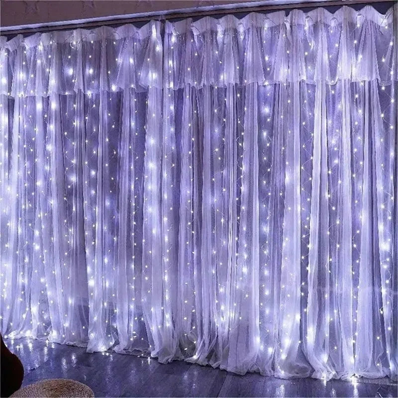 LED Curtain Fairy Light String Battery Power Outdoor Bedroom Decoration Ramadan Home Decoration 2026 Valentine's Day Eid Mubarak