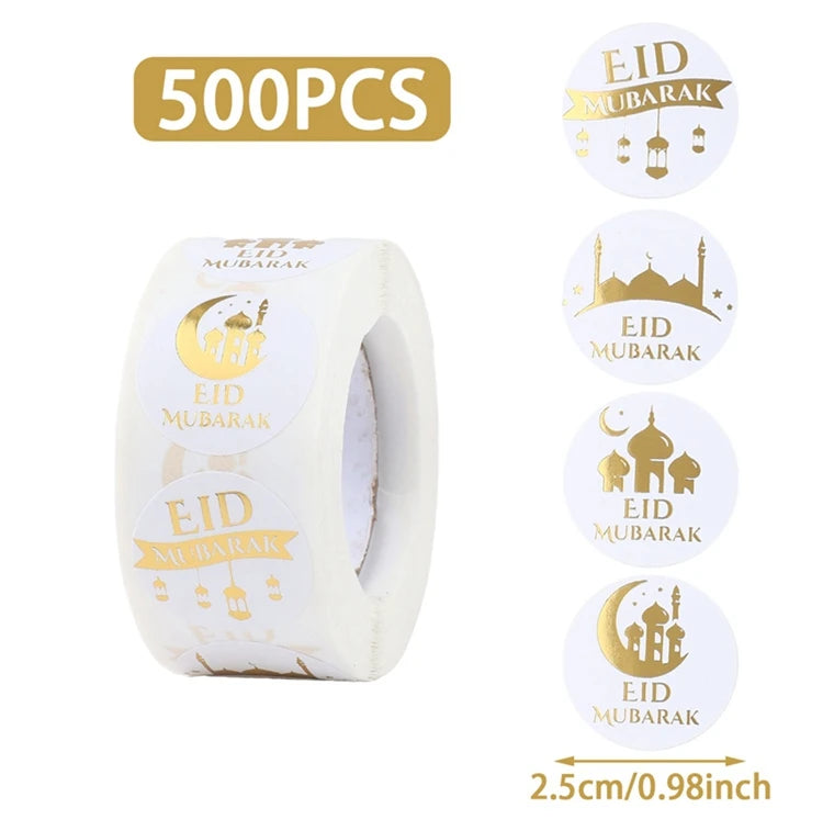EID Mubarak Stickers Ramadan Decoration 2025 For Favor Gifts Label Ramadan Kareem Islamic Muslim Party Eid Al Adha Gifts