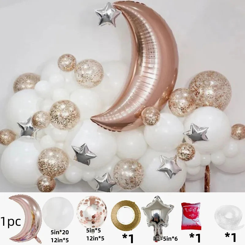 60Pcs Moon Star Balloon Set for Muslim EID Mubarak Festival Home DIY Decoration Ramadan Kareem Kids Birthday Party Ballon Globos