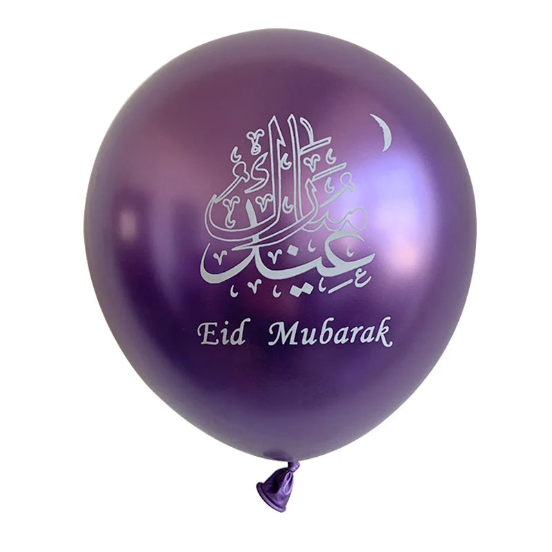 10pcs Eid Mubarak Latex Balloons Ramadan Kareem Decoration Metallic Chrome Balloon For Home Muslim Islamic Festival Party Decor