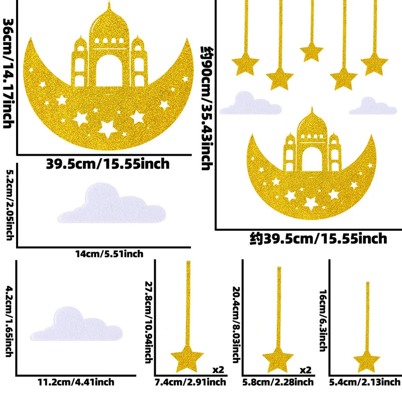 Ramadan Kareem Party Decorations 2026 Eid Islamic Muslims Party Decorations Hanging Ornament Room Wall Background Decorations