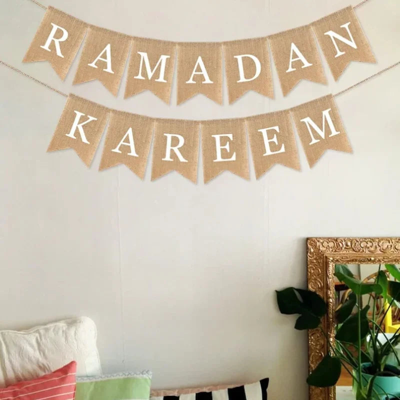 Make Your Mantle or Fireplace Stand Out with This 2 Pack Ramadan Kareem Banner Ramadan Party Decor Supplies 2025