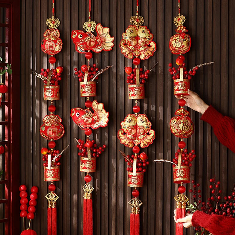 Chinese New Year 2025 Decorations Chinese Spring Festival Hanging Pendant Door Wall Ornament Traditional Chinese Room Decoration