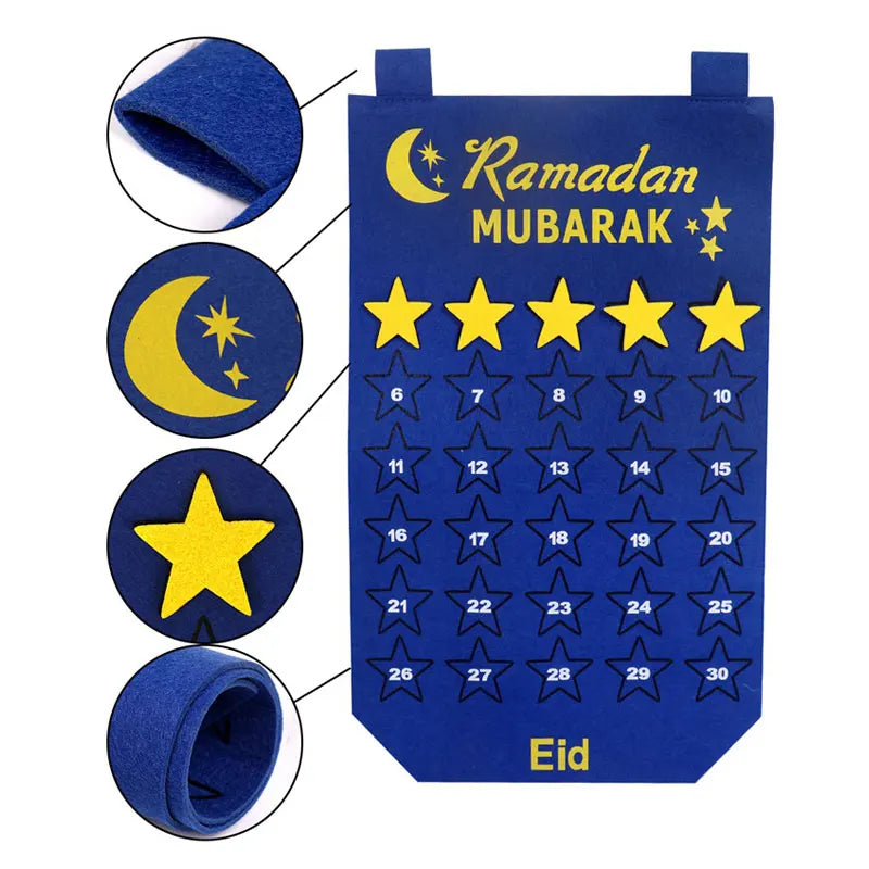 2026 Eid Mubarak Countdown Calendar Ramadan Muslim Party Hanging Calendar Decoration Craft Eid Al-adha Desktop Ornaments Gifts