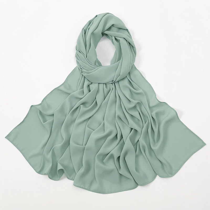 Women Chiffon Hijab Ramadan Abayas Premium Chiffon Scarf Shawl Muslim's dresses Hijab Cloth Islam Turban Solid Color Wraps