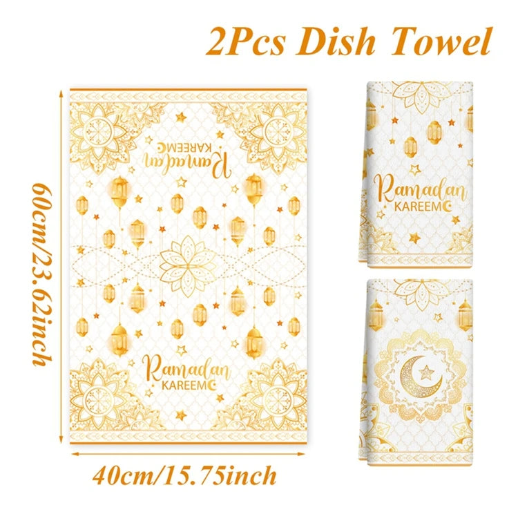 2ps Ramadan Dish Towel Eid Mubarak Decoration 2026 for Home Ramadan Kareem Ramadan Mubarak Islamic Muslim Party Eid Al-Fitr Gift