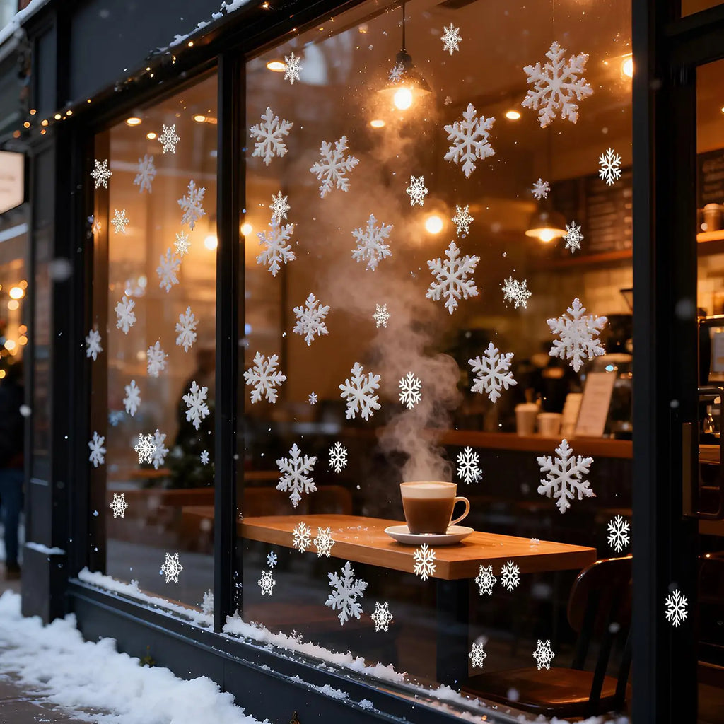 Christmas Snowflake Window Flowers PVC Electrostatic Stickers for Glass Reusable Winter Decorative Stickers