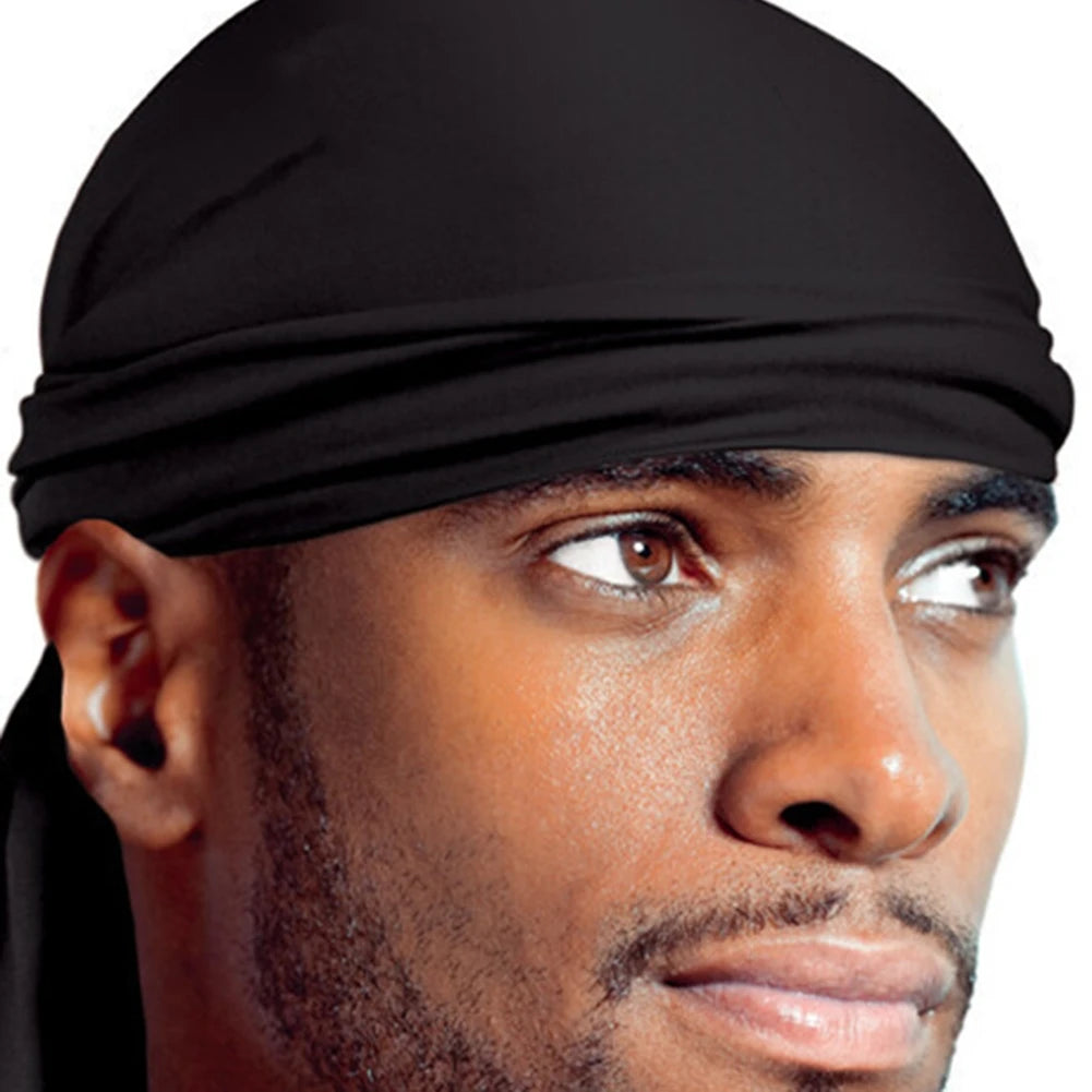 1PCS Silky Long Tail Durag Pirate Hat Turban Fashion Headwraps Cap Bandana Women Men Hip Hop Headwear Caps Hair Accessories