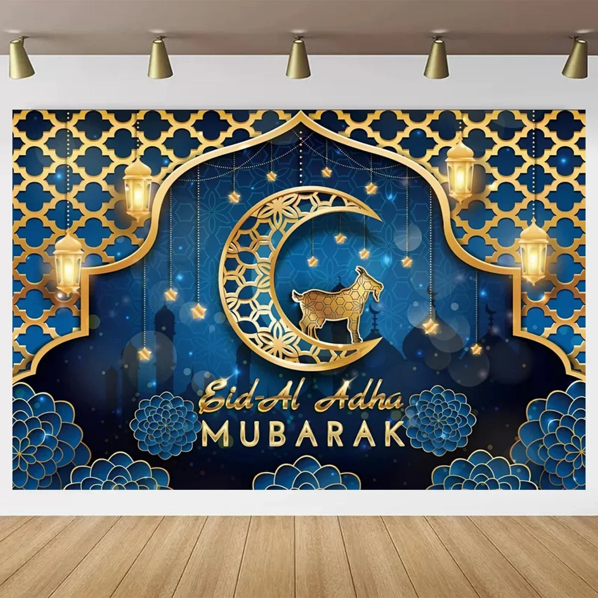 Eid Mubarak Backdrop for Photography EID Al Adha Muslim Ramadan Kareem Moon Lantern Islamic Eid al-Fitr Photo Background Props